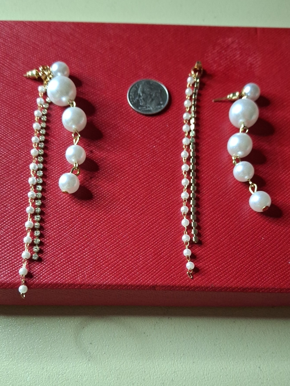 Pearl Faux Gold Tone Multi Wear Earrings New